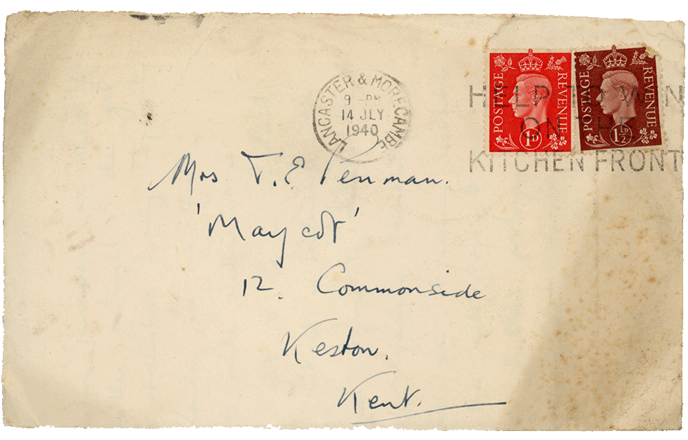 Envelope for letter from Cyril “Kenneth” Penman to Teresina “Terry” Penman dated July 13th, 1940.