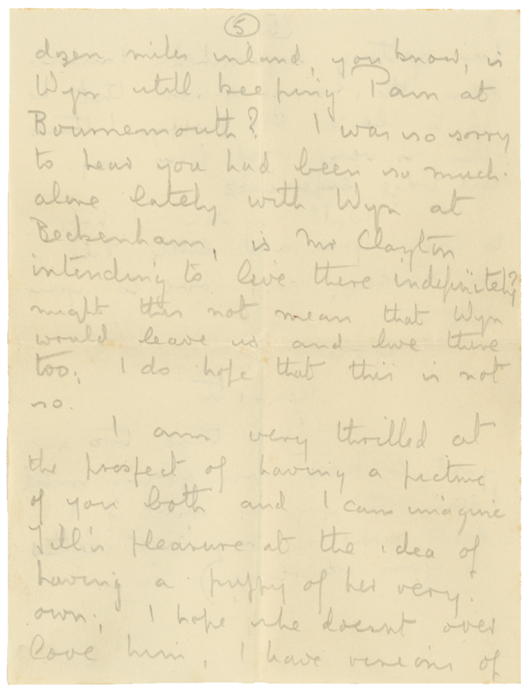 Letter from Cyril “Kenneth” Penman to Teresina “Terry” Penman dated July 21st, 1940. (pg. 5)