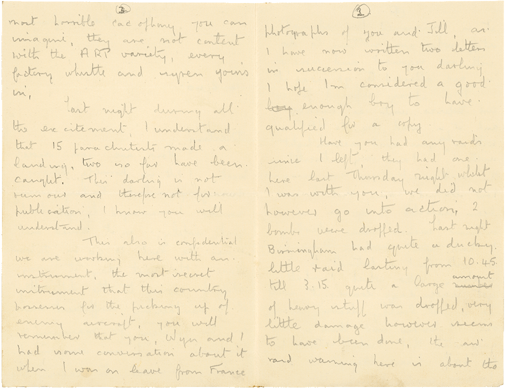 Letter from Cyril “Kenneth” Penman to Teresina “Terry” Penman dated August 14th, 1940. (pg. 2, 3)