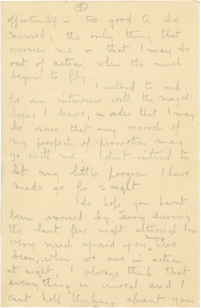 Letter from Cyril “Kenneth” Penman to Teresina “Terry” Penman dated August 14th, 1940. (pg. 5)