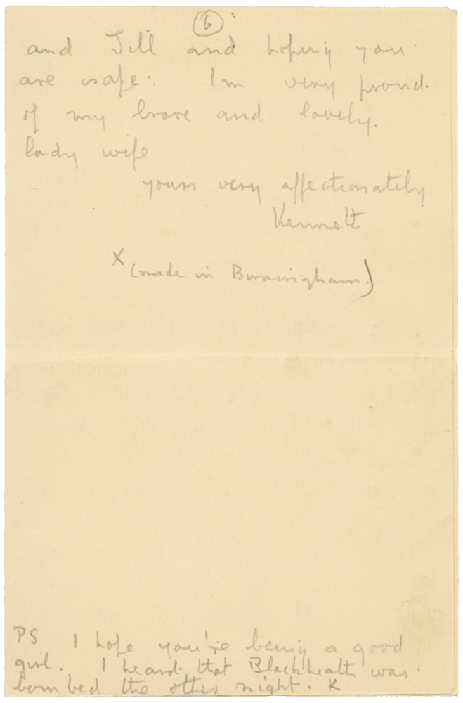Letter from Cyril “Kenneth” Penman to Teresina “Terry” Penman dated August 14th, 1940. (pg. 6)