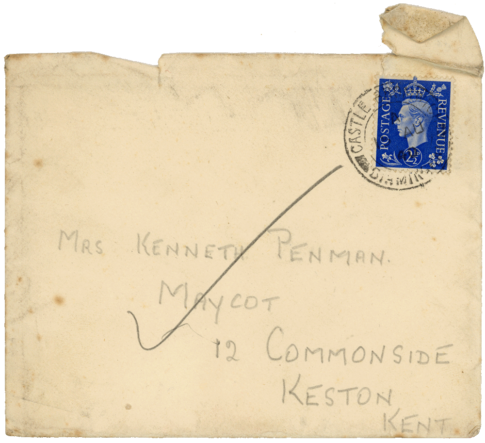 Envelope for letter from Cyril “Kenneth” Penman to Teresina “Terry” Penman dated August 14th, 1940.