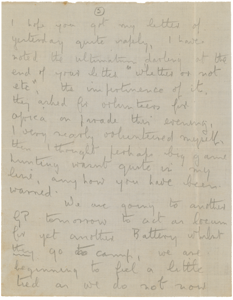 Letter from Cyril “Kenneth” Penman to Teresina “Terry” Penman dated August 15th, 1940. (pg. 2)