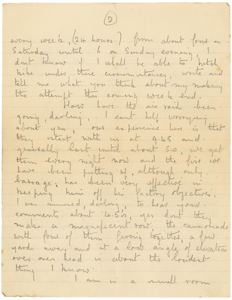 Letter from Cyril “Kenneth” Penman to Teresina “Terry” Penman dated August 26th, 1940. (pg. 2)