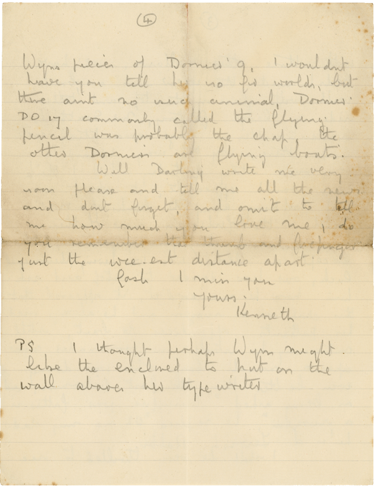 Letter from Cyril “Kenneth” Penman to Teresina “Terry” Penman dated August 26th, 1940. (pg. 4)