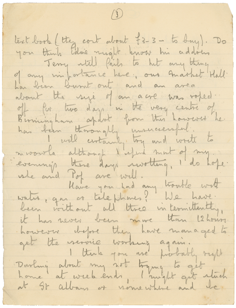 Letter from Cyril “Kenneth” Penman to Teresina “Terry” Penman dated August 30th, 1940. (pg. 3)