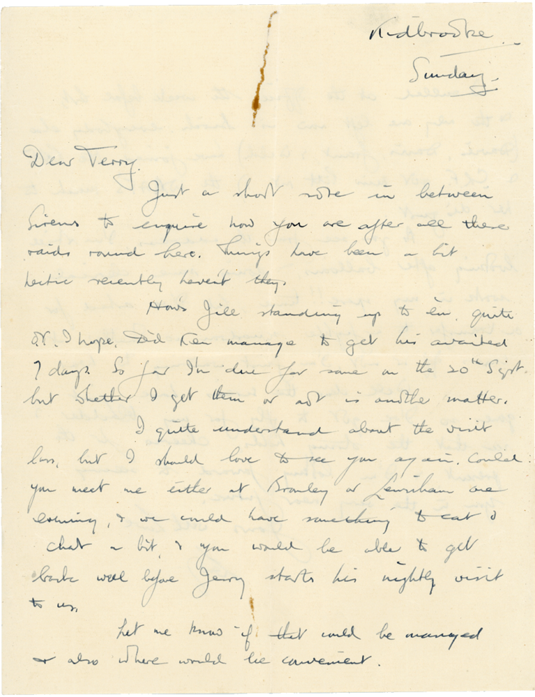 Letter from Cyril “Kenneth” Penman to Teresina “Terry” Penman dated September 1st, 1940. (pg. 1)