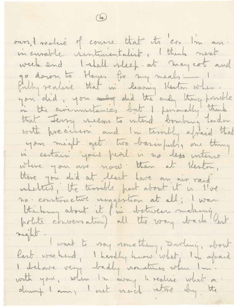 Letter from Cyril “Kenneth” Penman to Teresina “Terry” Penman dated September 9th, 1940. (pg. 4)