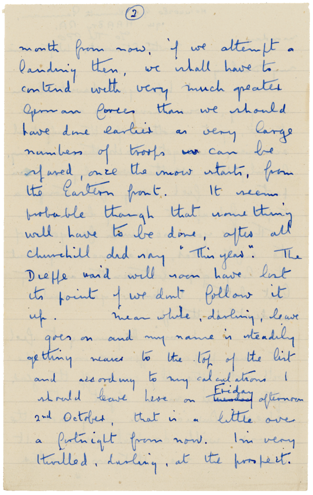 Letter from Cyril “Kenneth” Penman to Teresina “Terry” Penman dated September 14th, 1940. (pg. 2)