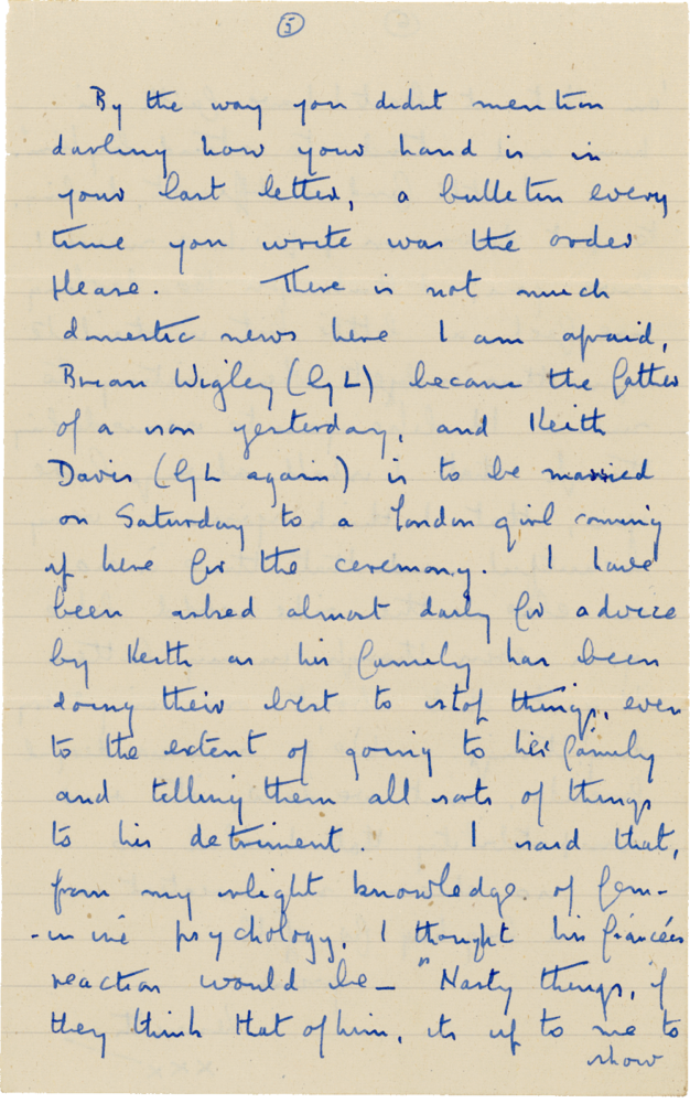 Letter from Cyril “Kenneth” Penman to Teresina “Terry” Penman dated September 14th, 1940. (pg. 5)