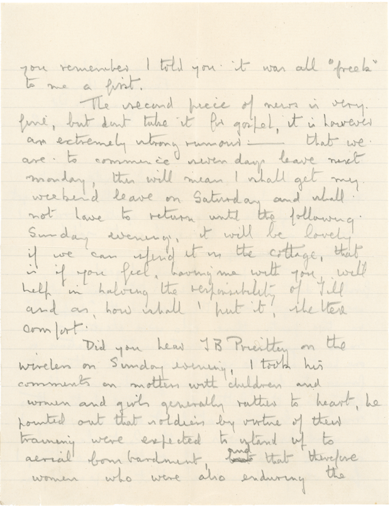 Letter from Cyril “Kenneth” Penman to Teresina “Terry” Penman dated September 23rd, 1940. (pg. 2)
