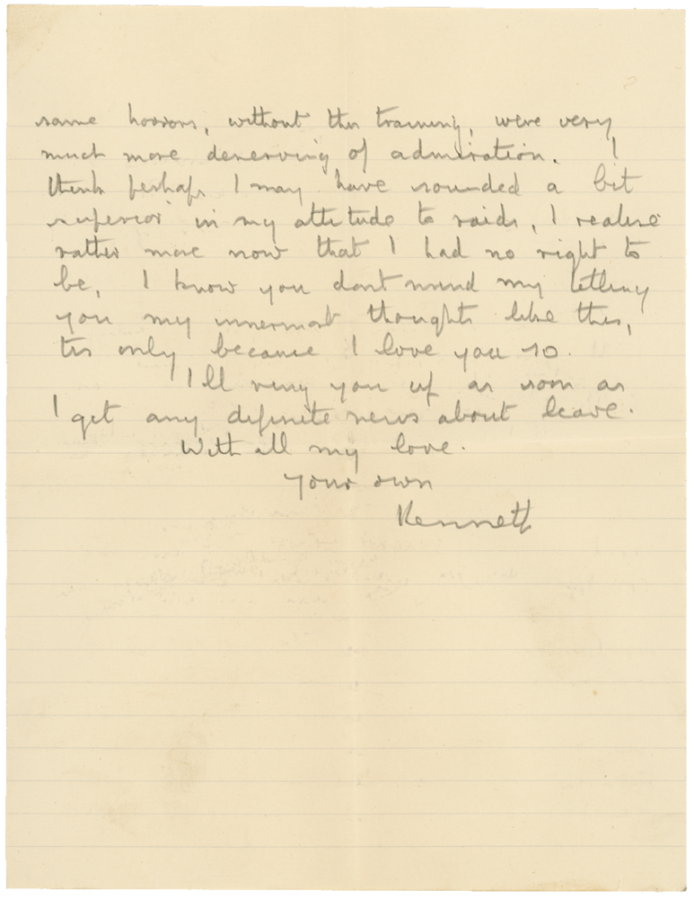 Letter from Cyril “Kenneth” Penman to Teresina “Terry” Penman dated September 23rd, 1940. (pg. 3)