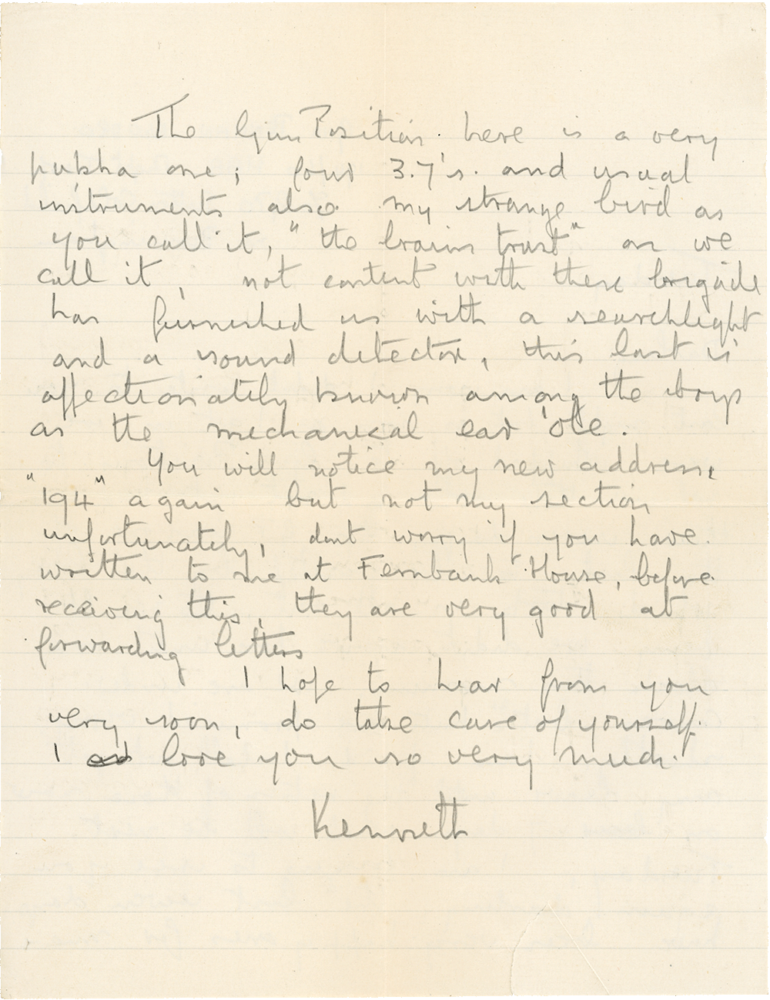 Letter from Cyril “Kenneth” Penman to Teresina “Terry” Penman dated October 10th, 1940. (pg. 2)