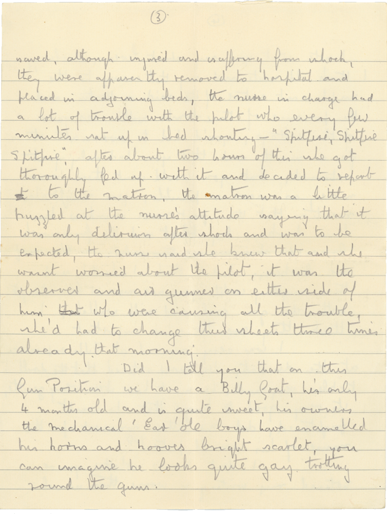 Letter from Cyril “Kenneth” Penman to Teresina “Terry” Penman dated October 13th, 1940. (pg. 3)