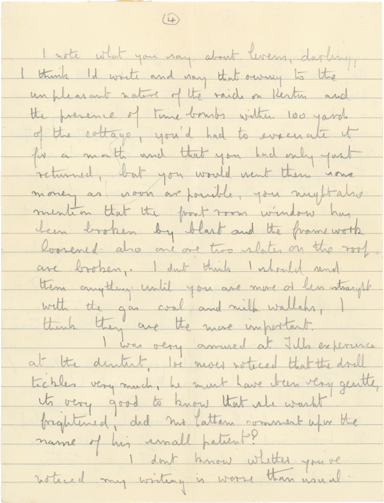 Letter from Cyril “Kenneth” Penman to Teresina “Terry” Penman dated October 13th, 1940. (pg. 4)