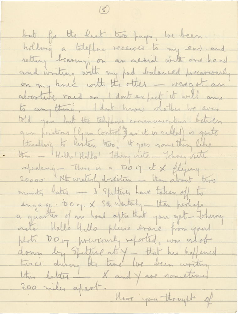 Letter from Cyril “Kenneth” Penman to Teresina “Terry” Penman dated October 13th, 1940. (pg. 5)