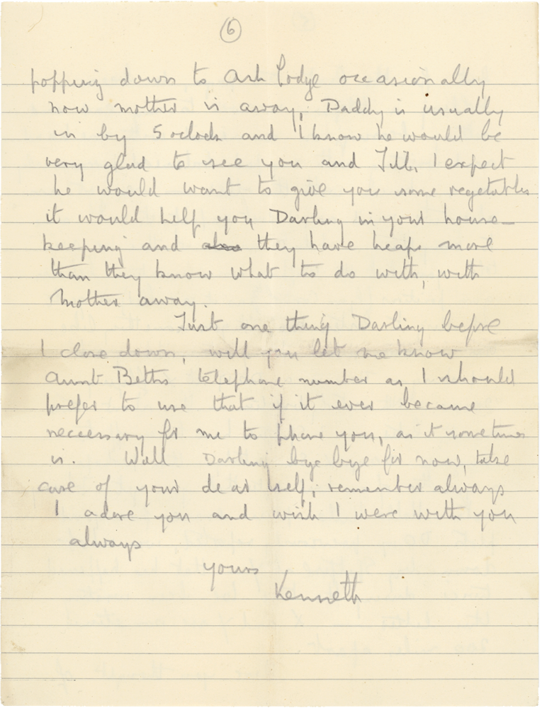 Letter from Cyril “Kenneth” Penman to Teresina “Terry” Penman dated October 13th, 1940. (pg. 6)