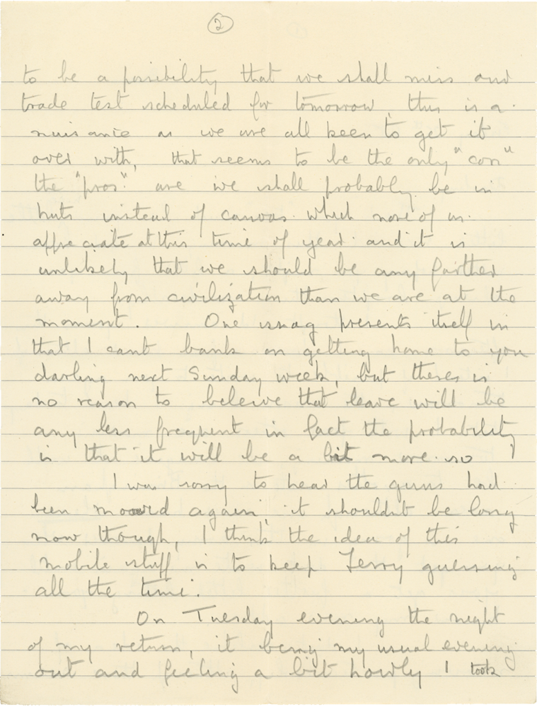 Letter from Cyril “Kenneth” Penman to Teresina “Terry” Penman dated October 25th, 1940. (pg. 2)
