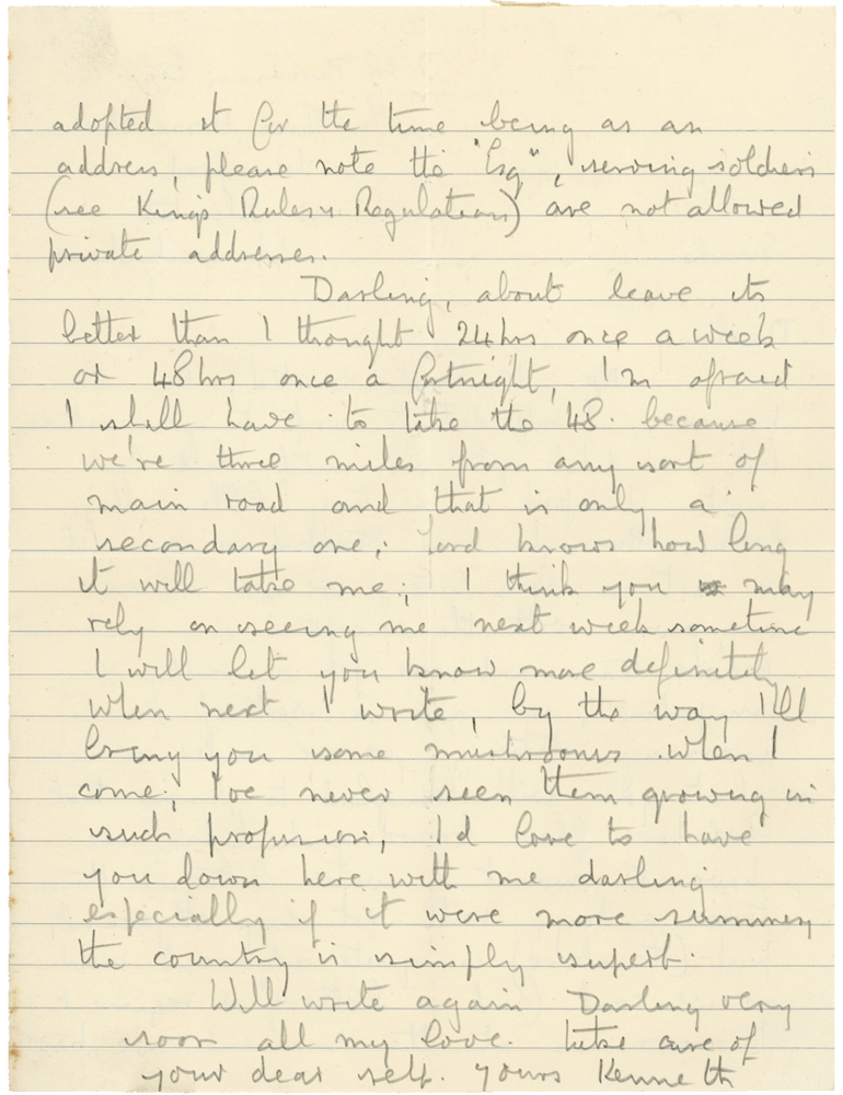 Letter from Cyril “Kenneth” Penman to Teresina “Terry” Penman dated October 27th, 1940. (pg. 2)