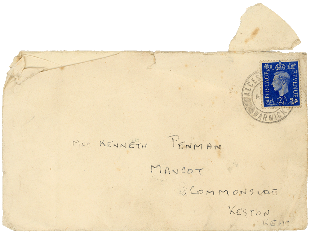 Envelope for letter from Cyril “Kenneth” Penman to Teresina “Terry” Penman dated November 3rd, 1940.