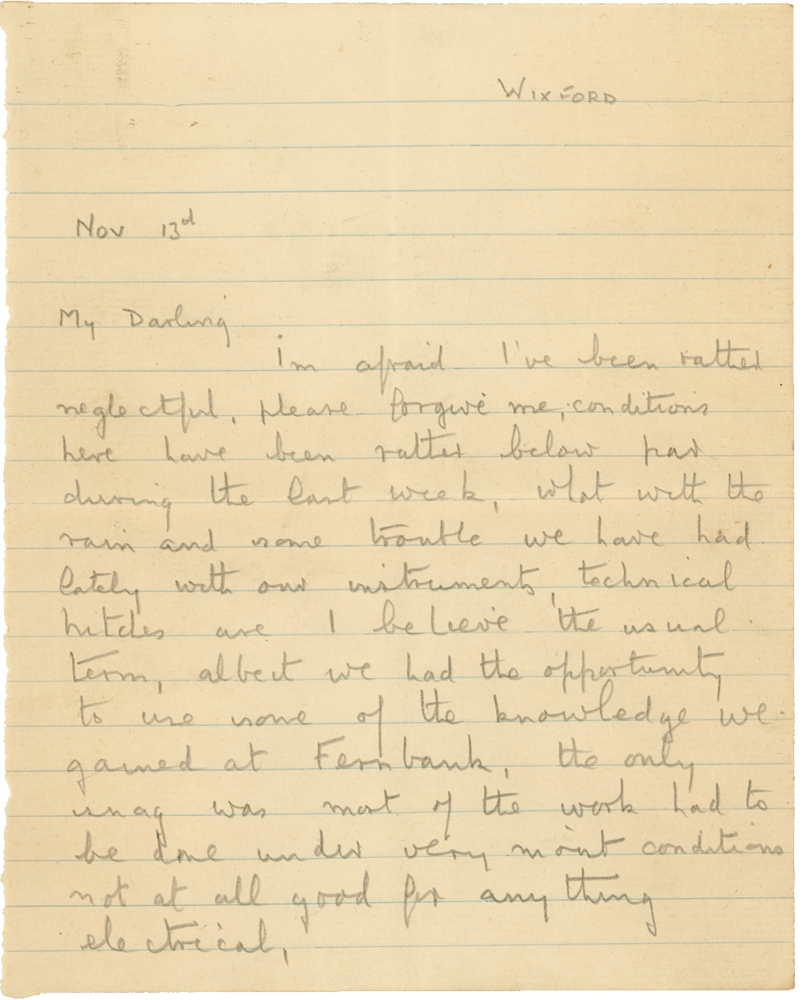 Letter from Cyril “Kenneth” Penman to Teresina “Terry” Penman dated November 13th, 1940. (pg. 1)