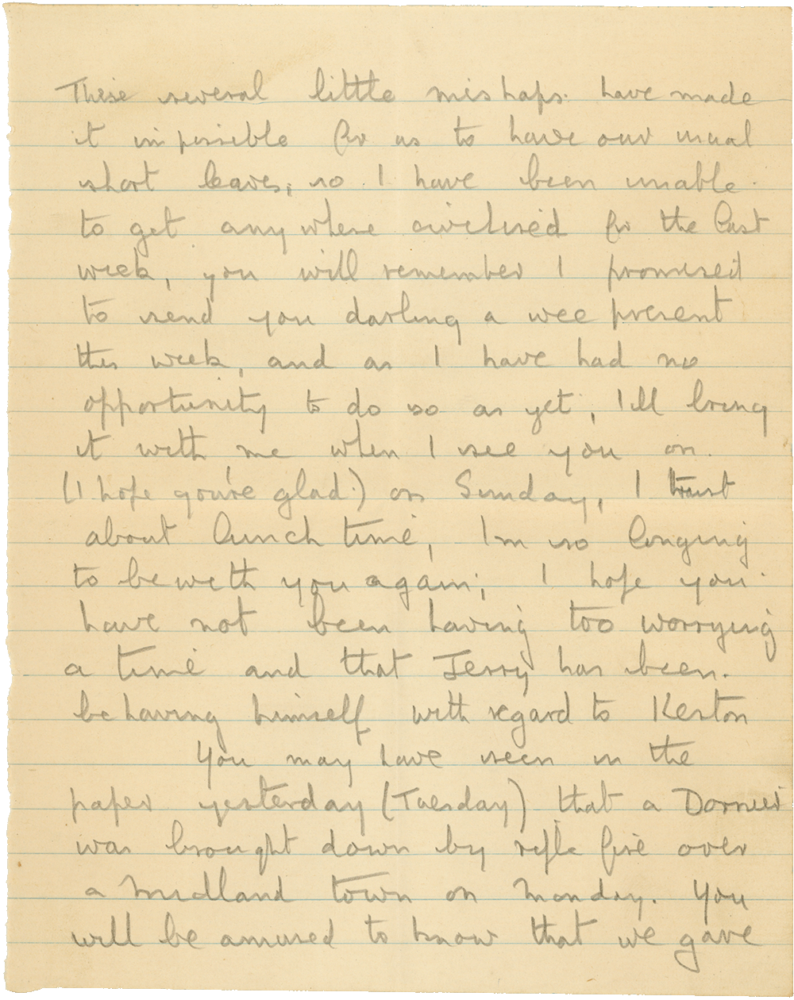 Letter from Cyril “Kenneth” Penman to Teresina “Terry” Penman dated November 13th, 1940. (pg. 2)