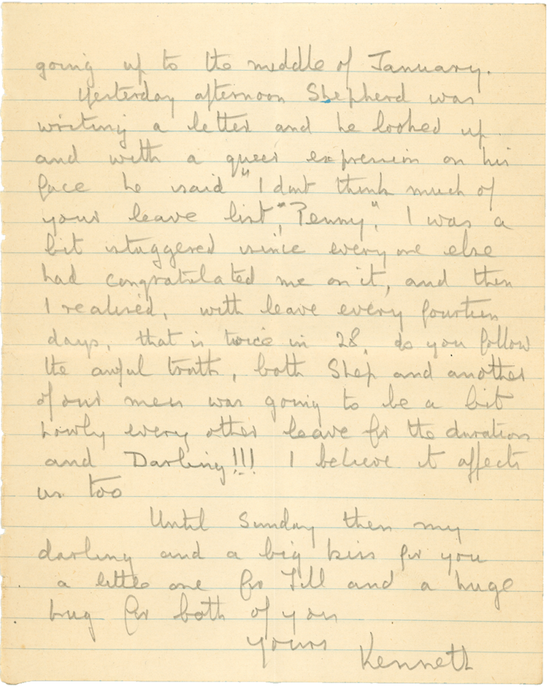 Letter from Cyril “Kenneth” Penman to Teresina “Terry” Penman dated November 13th, 1940. (pg. 4)