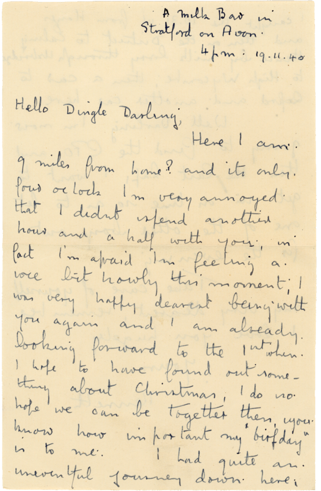 Letter from Cyril “Kenneth” Penman to Teresina “Terry” Penman dated November 19th, 1940. (pg. 1)