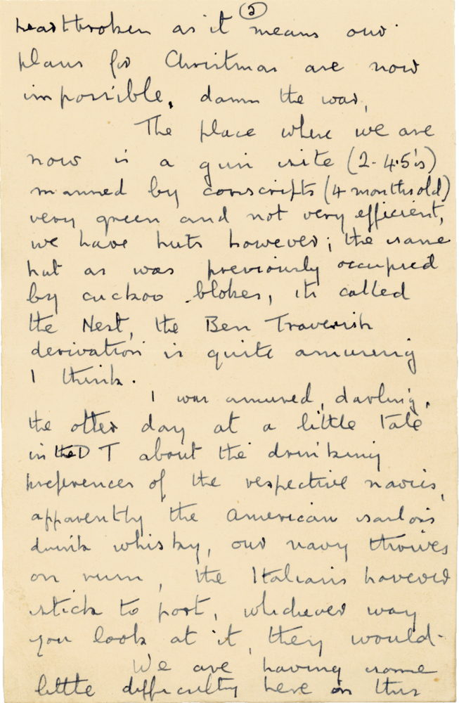 Letter from Cyril “Kenneth” Penman to Teresina “Terry” Penman dated November 26th, 1940. (pg. 2)
