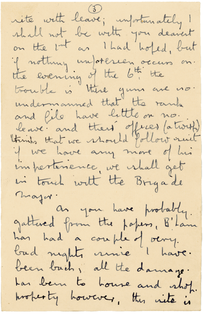 Letter from Cyril “Kenneth” Penman to Teresina “Terry” Penman dated November 26th, 1940. (pg. 3)