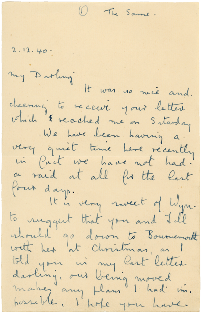 Letter from Cyril “Kenneth” Penman to Teresina “Terry” Penman dated December 2nd, 1940. (pg. 1)