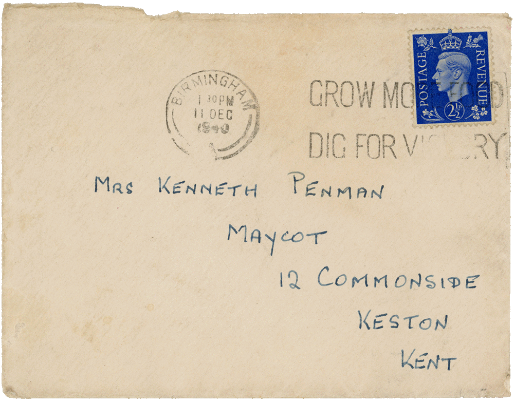 Envelope for letter from Cyril “Kenneth” Penman to Teresina “Terry” Penman dated December 9th, 1940.