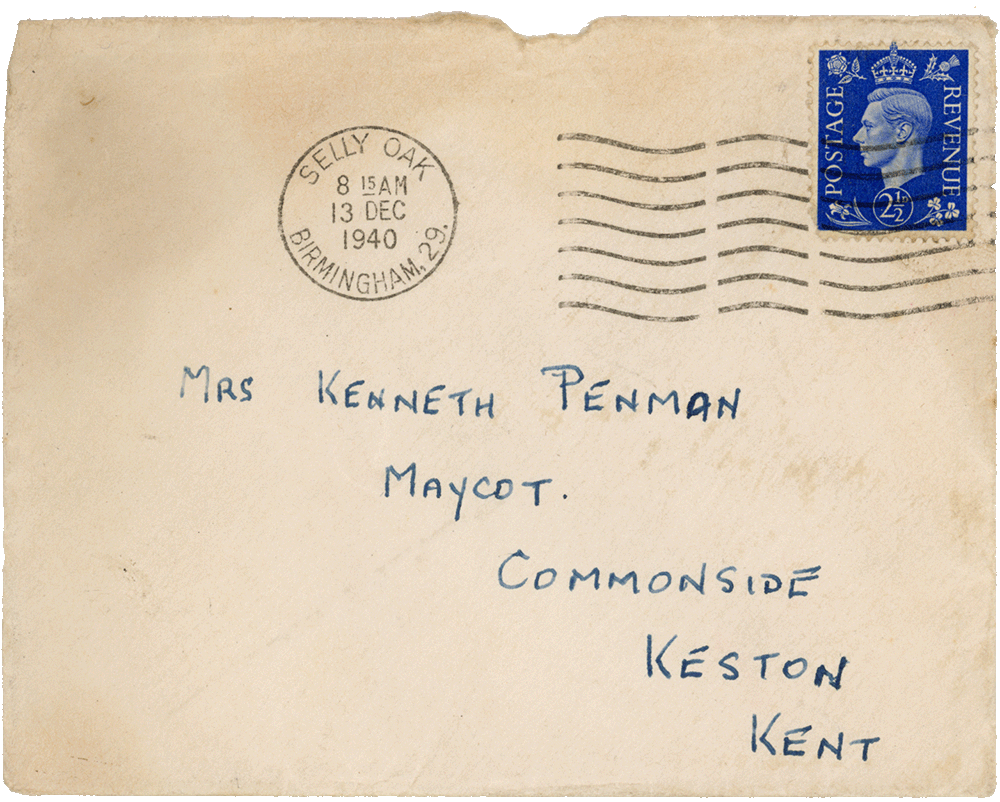 Envelope for letter from Cyril “Kenneth” Penman to Teresina “Terry” Penman dated December 12th, 1940.