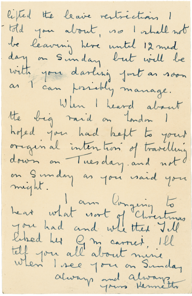 Letter from Cyril “Kenneth” Penman to Teresina “Terry” Penman dated January 1st, 1941. (pg. 2)