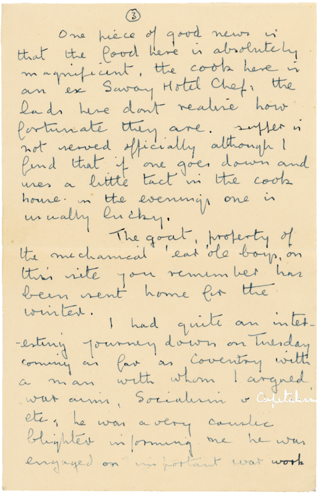 Letter from Cyril “Kenneth” Penman to Teresina “Terry” Penman dated January 8th, 1941. (pg. 3)