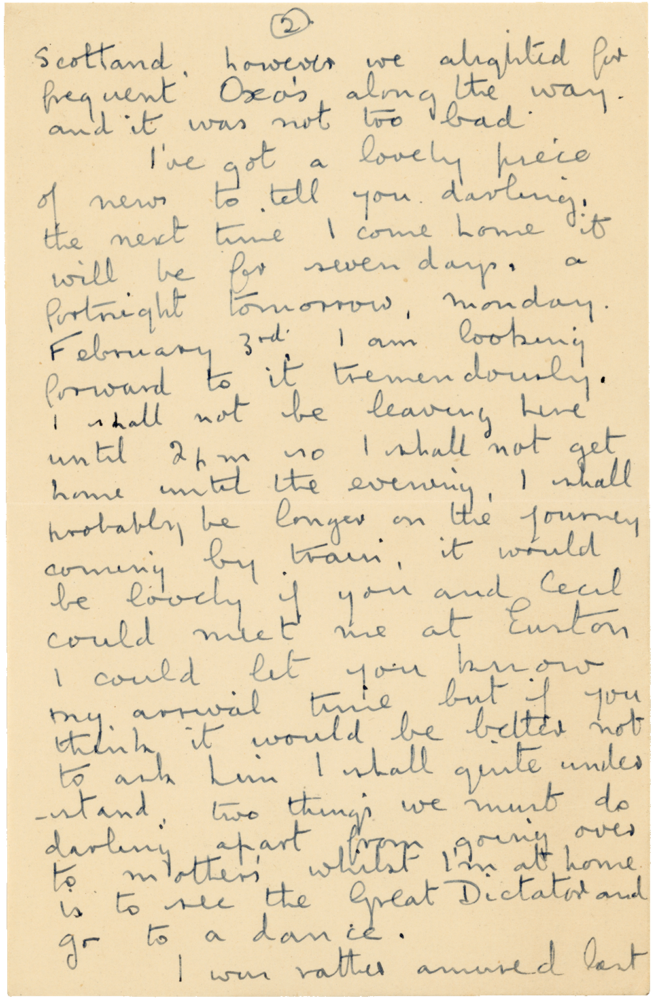 Letter from Cyril “Kenneth” Penman to Teresina “Terry” Penman dated January 19th, 1941. (pg. 2)