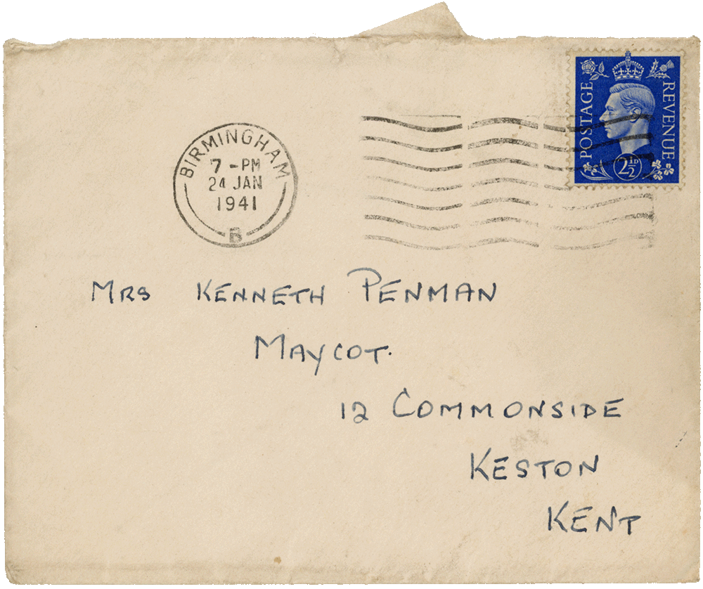 Envelope for letter from Cyril “Kenneth” Penman to Teresina “Terry” Penman dated January 24th, 1941.