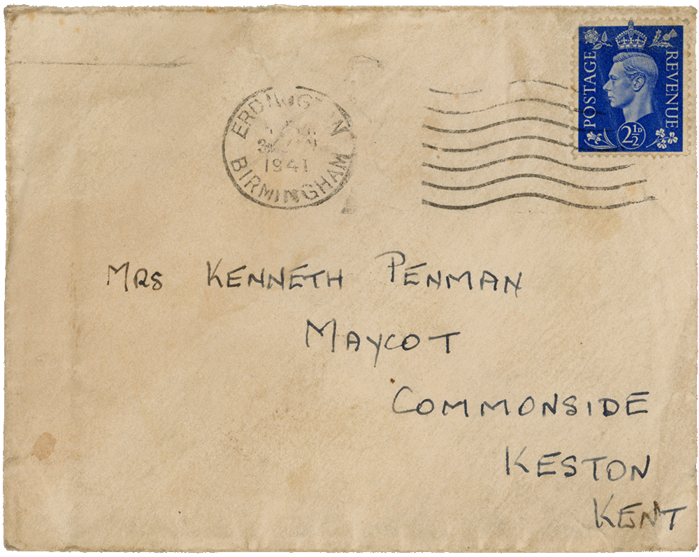 Envelope for letter from Cyril “Kenneth” Penman to Teresina “Terry” Penman dated January 30th, 1941.