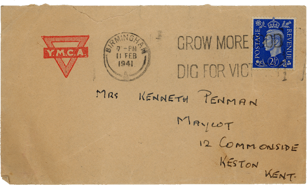 Envelope for letter from Cyril “Kenneth” Penman to Teresina “Terry” Penman dated February 10th, 1941.