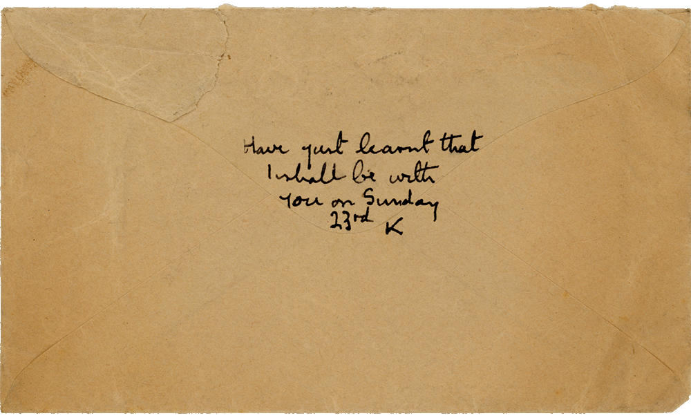 Envelope for letter from Cyril “Kenneth” Penman to Teresina “Terry” Penman dated February 10th, 1941.