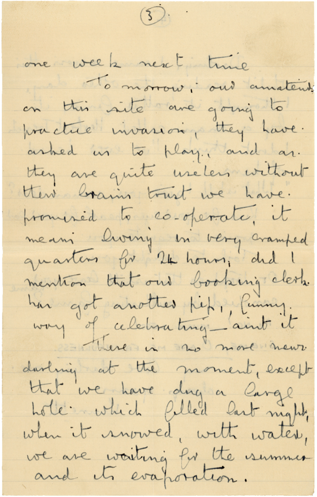 Letter from Cyril “Kenneth” Penman to Teresina “Terry” Penman dated February 19th, 1941. (pg. 3)