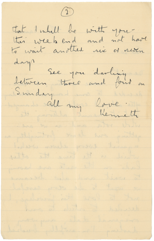 Letter from Cyril “Kenneth” Penman to Teresina “Terry” Penman dated February 20th, 1941. (pg. 2)