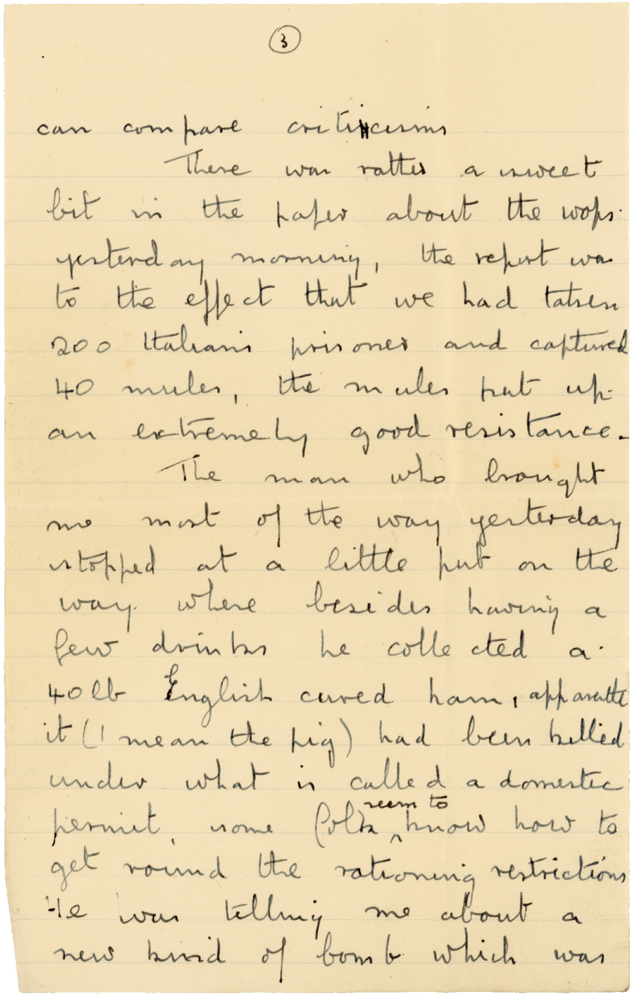 Letter from Cyril “Kenneth” Penman to Teresina “Terry” Penman dated February 26th, 1941. (pg. 3)