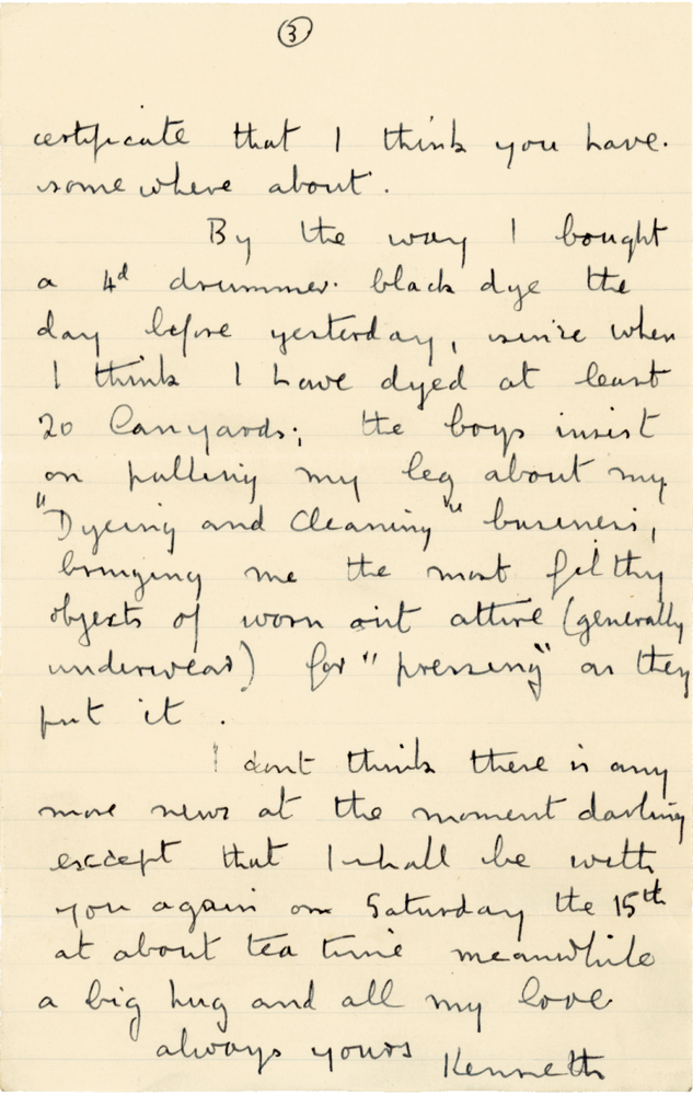 Letter from Cyril “Kenneth” Penman to Teresina “Terry” Penman dated February 28th, 1941. (pg. 3)