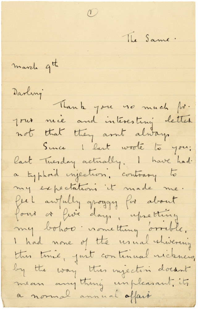 Letter from Cyril “Kenneth” Penman to Teresina “Terry” Penman dated March 9th, 1941. (pg. 1)