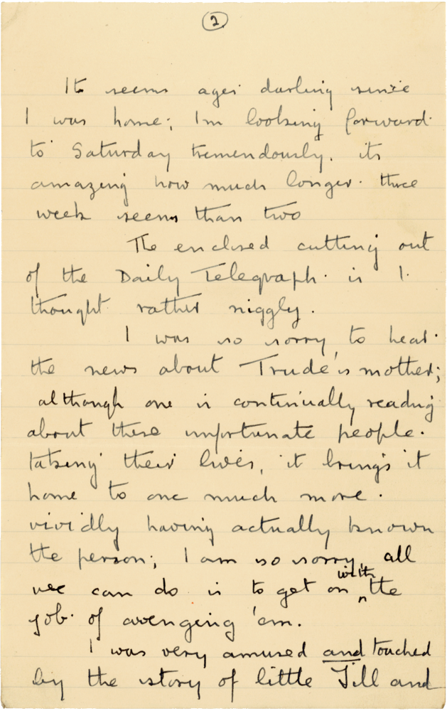 Letter from Cyril “Kenneth” Penman to Teresina “Terry” Penman dated March 9th, 1941. (pg. 2)