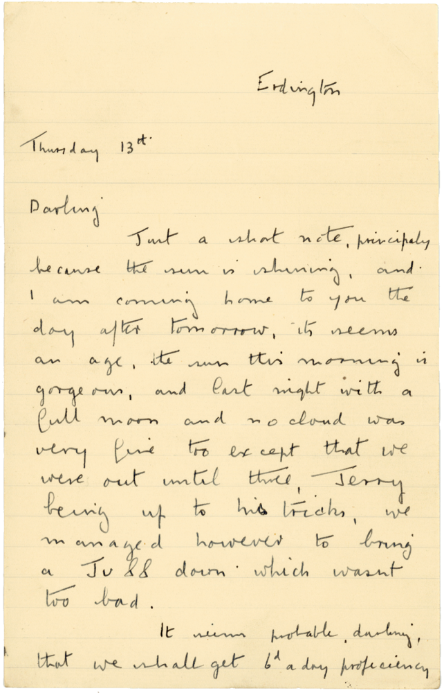 Letter from Cyril “Kenneth” Penman to Teresina “Terry” Penman dated March 12th, 1941. (pg. 1)