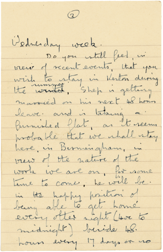 Letter from Cyril “Kenneth” Penman to Teresina “Terry” Penman dated March 24th, 1941. (pg. 2)