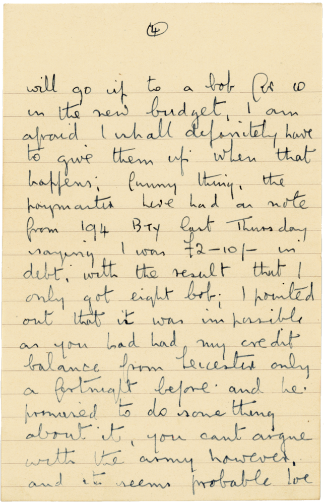 Letter from Cyril “Kenneth” Penman to Teresina “Terry” Penman dated March 24th, 1941. (pg. 4)