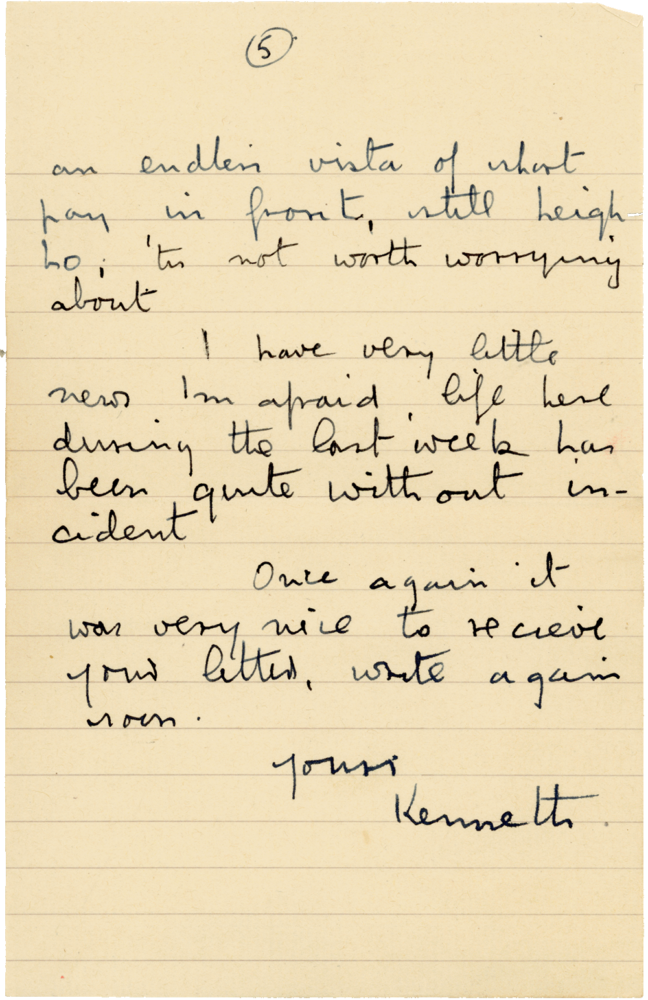 Letter from Cyril “Kenneth” Penman to Teresina “Terry” Penman dated March 24th, 1941. (pg. 5)